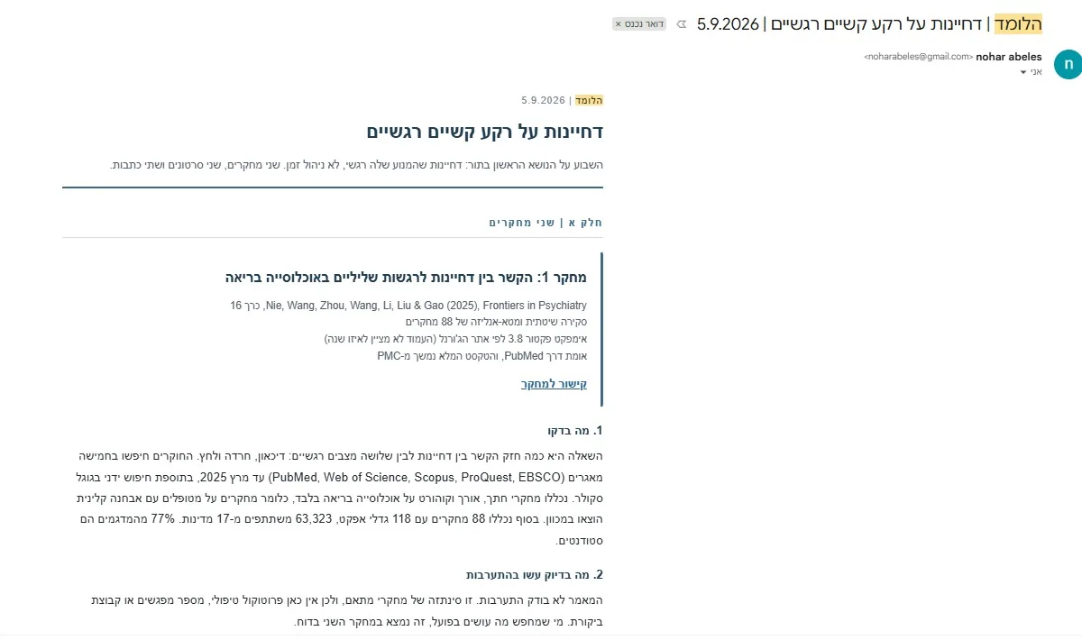 המייל השבועי: שני מחקרים, שני סרטונים ושתי כתבות על דחיינות, מסוכמים עם קישורים